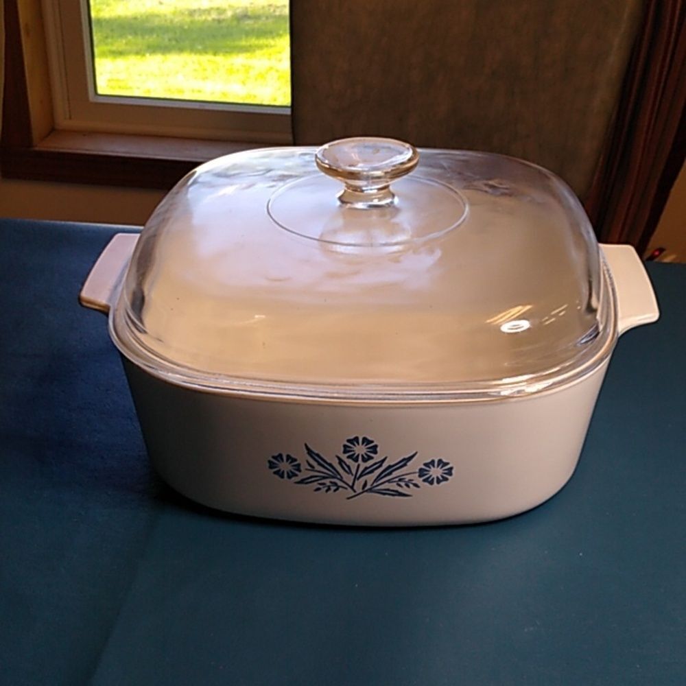 Corning Ware 4 Quart A-84-B Dutch Oven Corn Flower Blue Heavy Pyrex A-12-C lid
